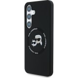 Coque Samsung Galaxy S25 - Karl Lagerfeld Liquid en silicone avec design Karl et Choupette compatible MagSafe - Noir