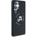 Coque Samsung Galaxy S25 Ultra - Karl Lagerfeld Liquid en silicone avec design Karl et Choupette compatible MagSafe - Noir