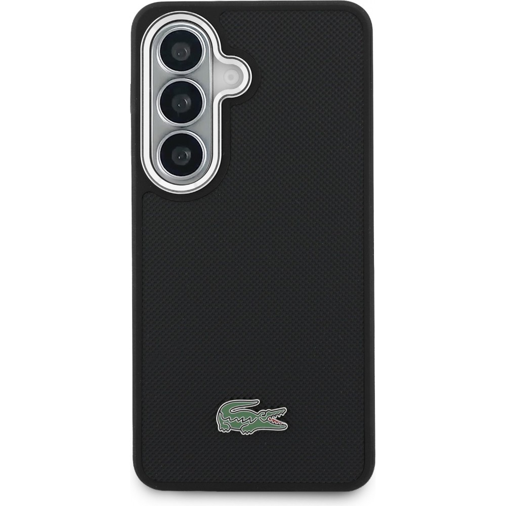 Coque Samsung Galaxy S26 - Lacoste Petit Pique MagSafe avec logo m&eacute;tal protection &eacute;l&eacute;gante et durable - Noir