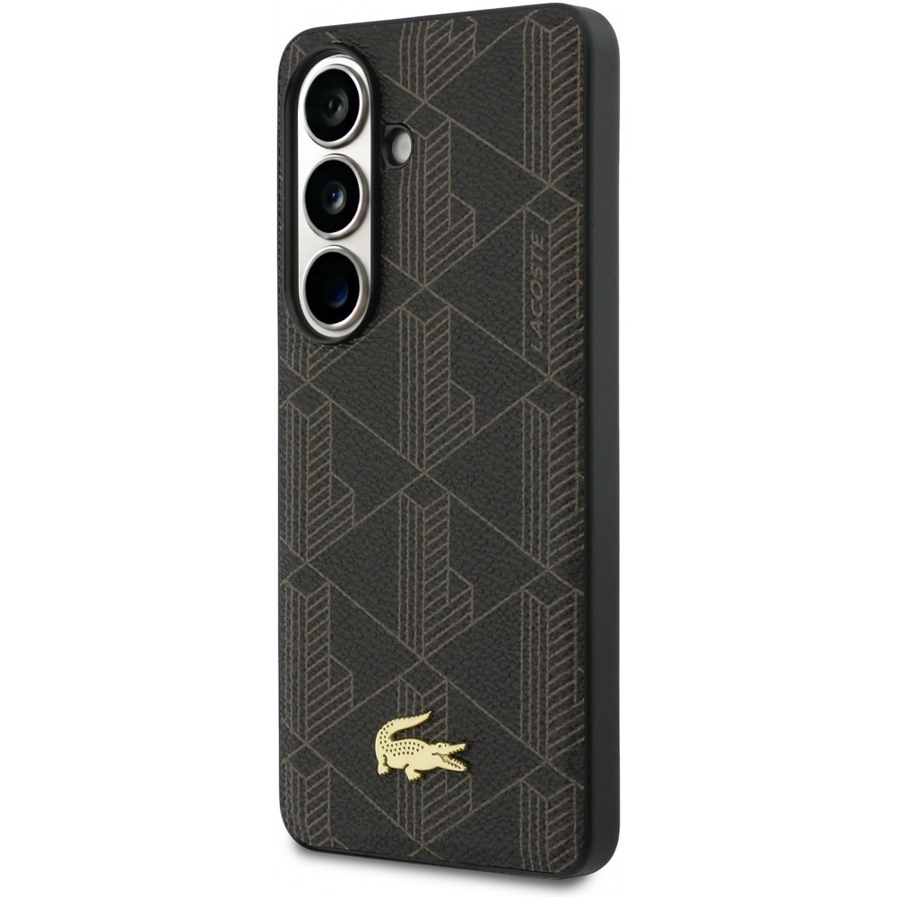 Coque Samsung Galaxy S26 - Lacoste PVC Blend Monogramme magn&eacute;tique &eacute;l&eacute;gante et durable - Brun