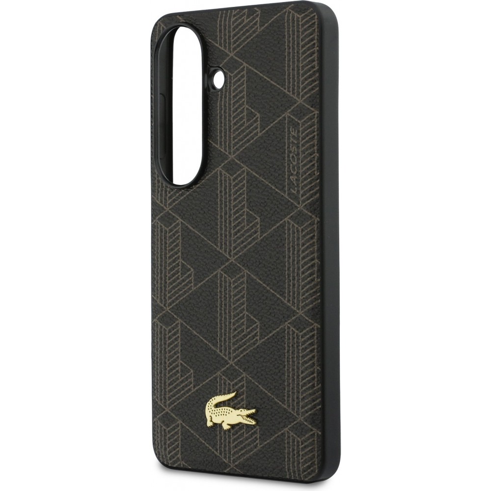 Coque Samsung Galaxy S26 - Lacoste PVC Blend Monogramme magn&eacute;tique &eacute;l&eacute;gante et durable - Brun