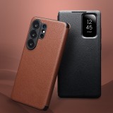 Galaxy S26 Ultra Case H&uuml;lle - Flip Qialino Ultra Smart Echtes Leder - Braun
