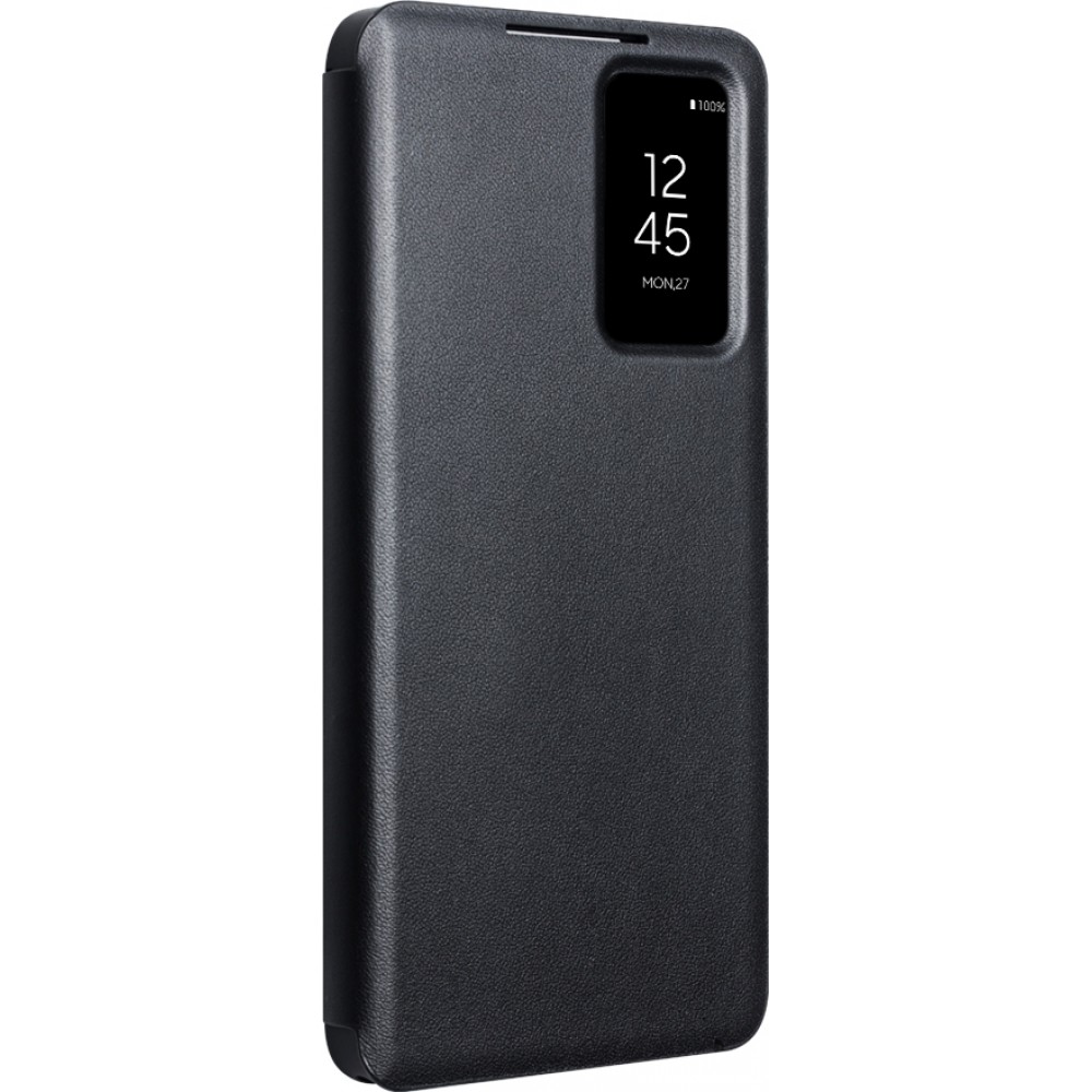 Galaxy S26 Ultra Case H&uuml;lle - Flip Qialino Ultra Smart Echtes Leder - Schwarz