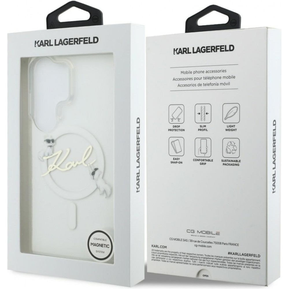 Coque Samsung Galaxy S26 Ultra - Karl Lagerfeld IML KC Script MagSafe protection &eacute;l&eacute;gante - Transparent