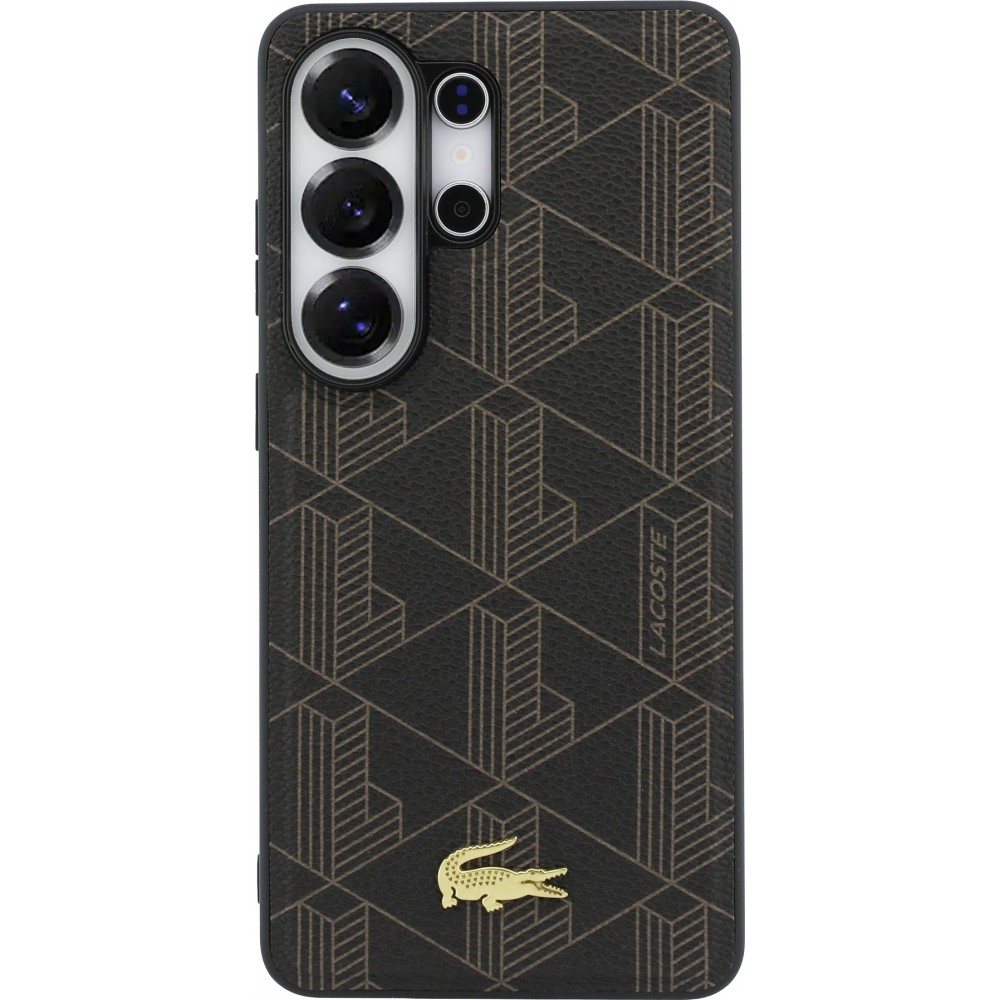 Coque Samsung Galaxy S26 Ultra - Lacoste PVC Blend Monogramme magn&eacute;tique &eacute;l&eacute;gante et durable - Brun