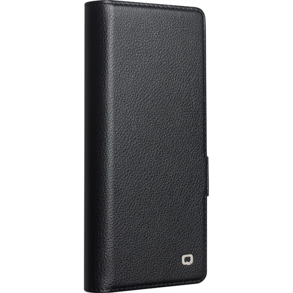 Galaxy Z Fold7 Case Hülle - Flip Qialino Full Grain Wallet Echtleder matt mit Magnetverschluss - Schwarz