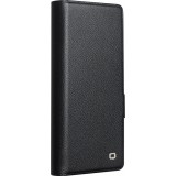 Galaxy Z Fold7 Case Hülle - Flip Qialino Full Grain Wallet Echtleder matt mit Magnetverschluss - Schwarz