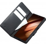 Galaxy Z Fold7 Case Hülle - Flip Qialino Full Grain Wallet Echtleder matt mit Magnetverschluss - Schwarz