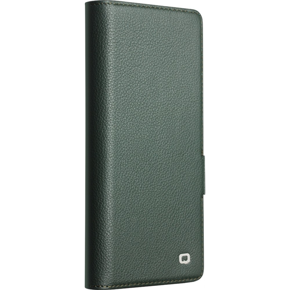 Coque Samsung Galaxy Z Fold7 - Flip Qialino Full grain Wallet cuir v&eacute;ritable mat avec fermeture magn&eacute;tique - Vert
