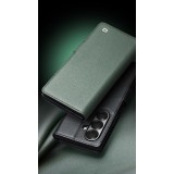 Coque Samsung Galaxy Z Fold7 - Flip Qialino Full grain Wallet cuir v&eacute;ritable mat avec fermeture magn&eacute;tique - Vert