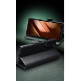 Coque Samsung Galaxy Z Fold7 - Flip Qialino Full grain Wallet cuir v&eacute;ritable mat avec fermeture magn&eacute;tique - Vert