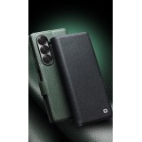 Coque Samsung Galaxy Z Fold7 - Flip Qialino Full grain Wallet cuir v&eacute;ritable mat avec fermeture magn&eacute;tique - Vert
