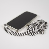 Coque iPhone 17 - Gel transparent avec lacet - Blanc / noir