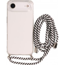 Coque iPhone Air - Gel transparent avec lacet - Blanc / noir