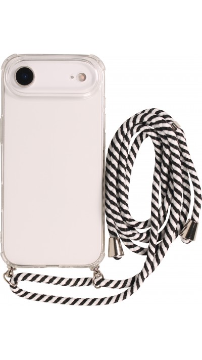 Coque iPhone Air - Gel transparent avec lacet - Blanc / noir