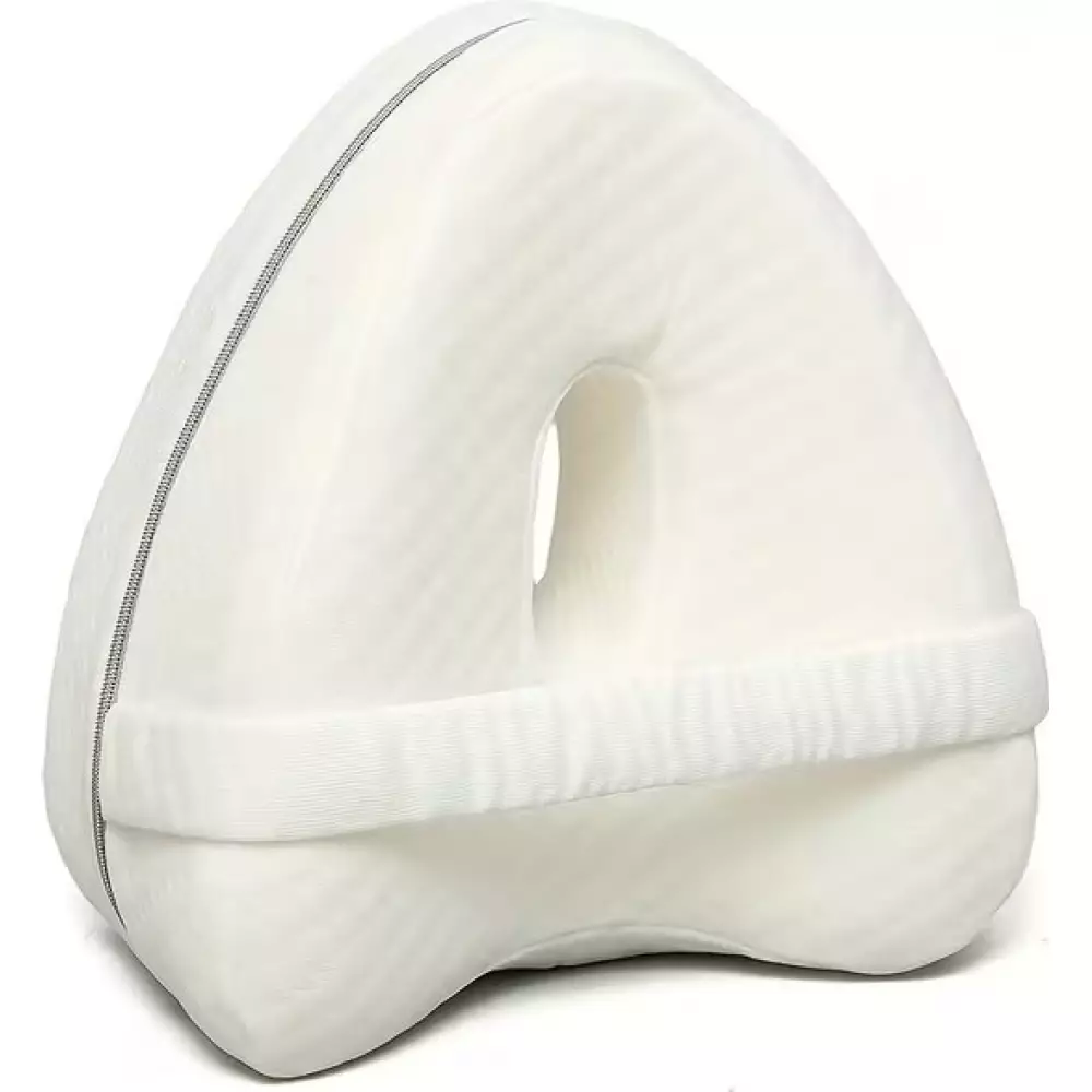 Ergonomisches Beinkissen mit Memory-Schaum und Knieschlafkissen f&uuml;r Seitenschl&auml;fer waschbarer Bezug - Weiss