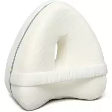 Ergonomisches Beinkissen mit Memory-Schaum und Knieschlafkissen f&uuml;r Seitenschl&auml;fer waschbarer Bezug - Weiss