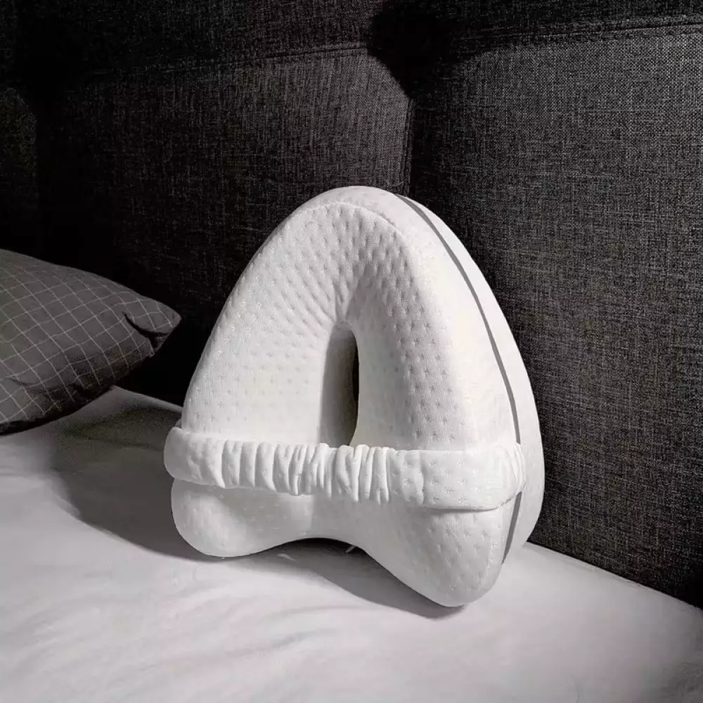 Ergonomisches Beinkissen mit Memory-Schaum und Knieschlafkissen f&uuml;r Seitenschl&auml;fer waschbarer Bezug - Weiss