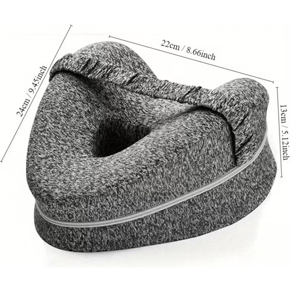 Coussin de jambe ergonomique &agrave; m&eacute;moire de forme avec sangle oreiller de genou pour dormeurs lat&eacute;raux housse lavable - Blanc