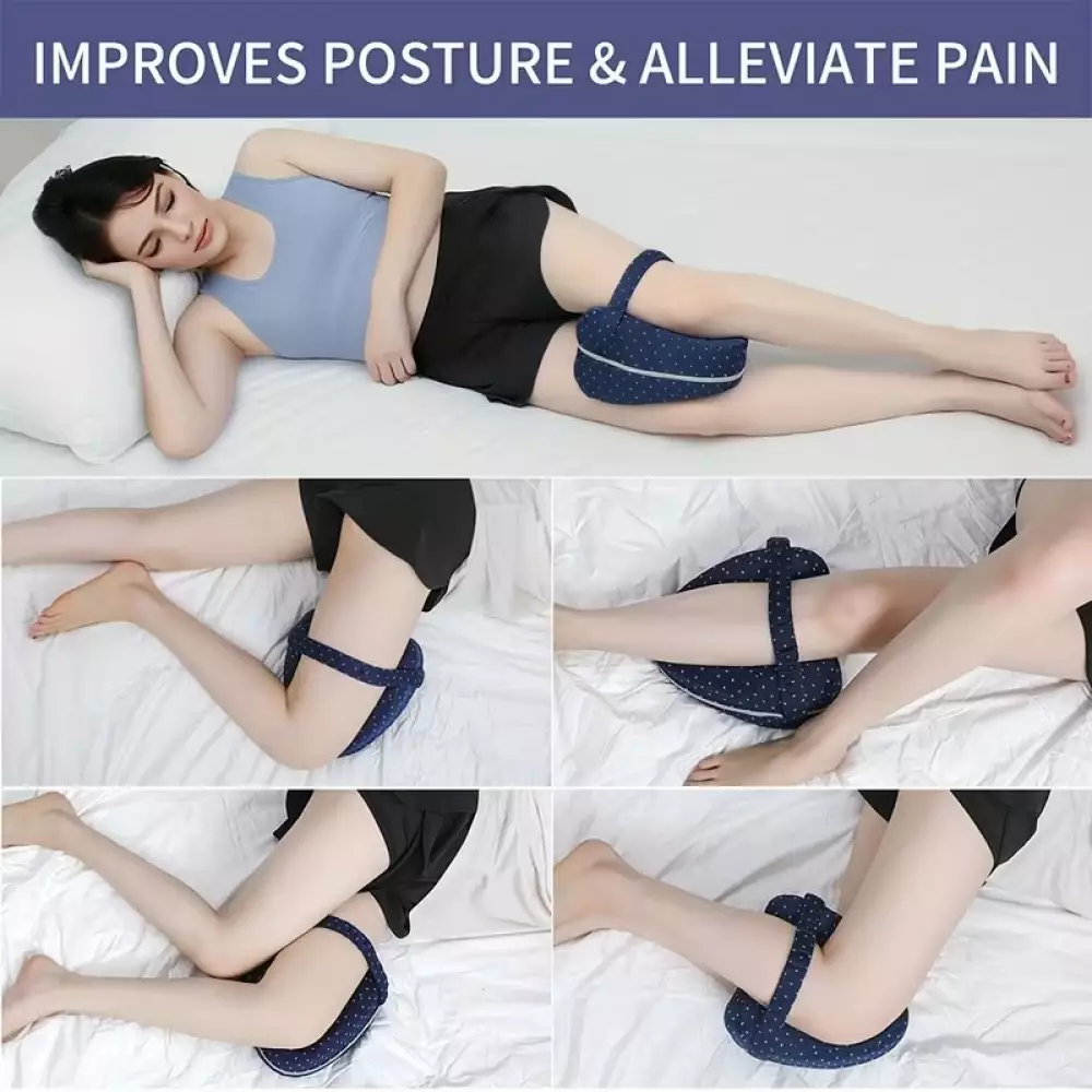 Ergonomisches Beinkissen mit Memory-Schaum und Knieschlafkissen f&uuml;r Seitenschl&auml;fer waschbarer Bezug - Weiss