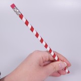 Crayon de Noël rayé rouge et blanc avec gomme - Rouge