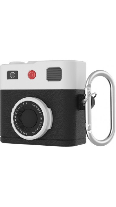 Design appareil photo vintage avec mousqueton en silicone - Noir - AirPods 4