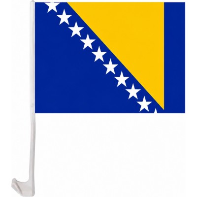 Drapeau Bosnie-Herzégovine avec clip pour vitre de voiture accessoire supporter