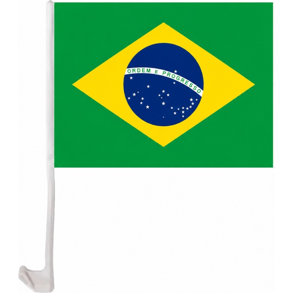 Drapeau Br&eacute;sil avec clip pour vitre de voiture accessoire supporter