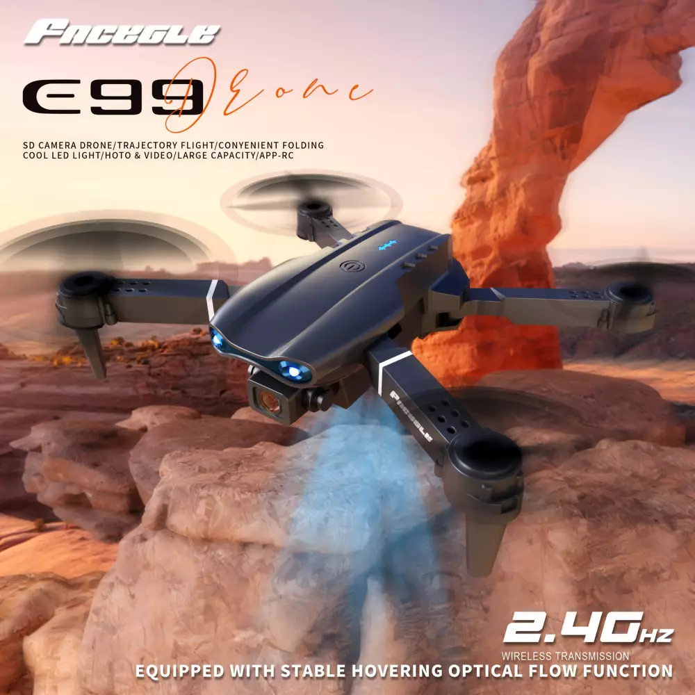 Drone quadricoptère Facegle E99 avec caméras duales éclairage LED et télécommande