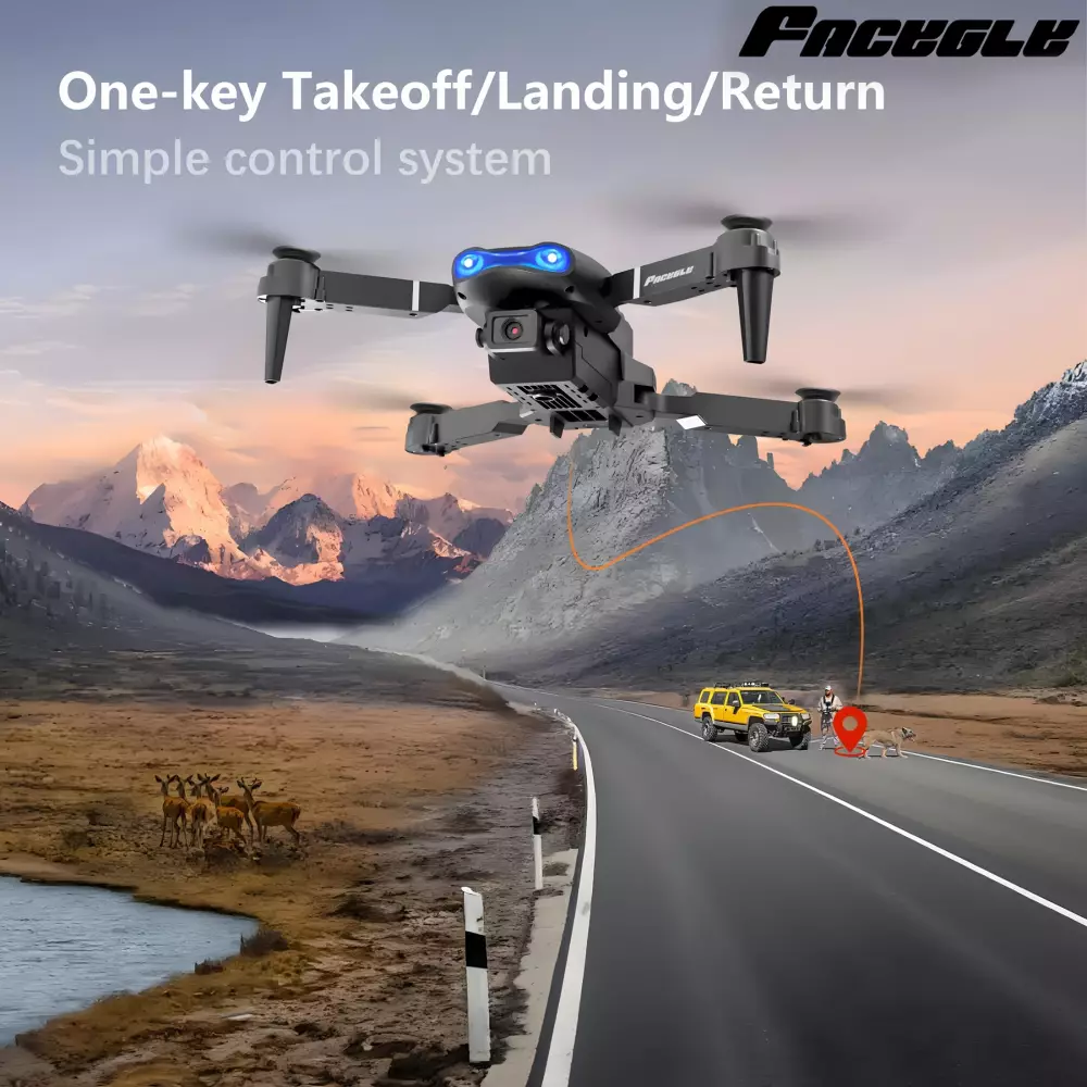 Drone quadricoptère Facegle E99 avec caméras duales éclairage LED et télécommande