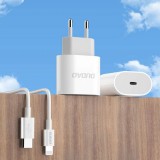 Dudao A14C chargeur mural USB-C PD 20W avec c&acirc;ble (1m USB-C) - Blanc
