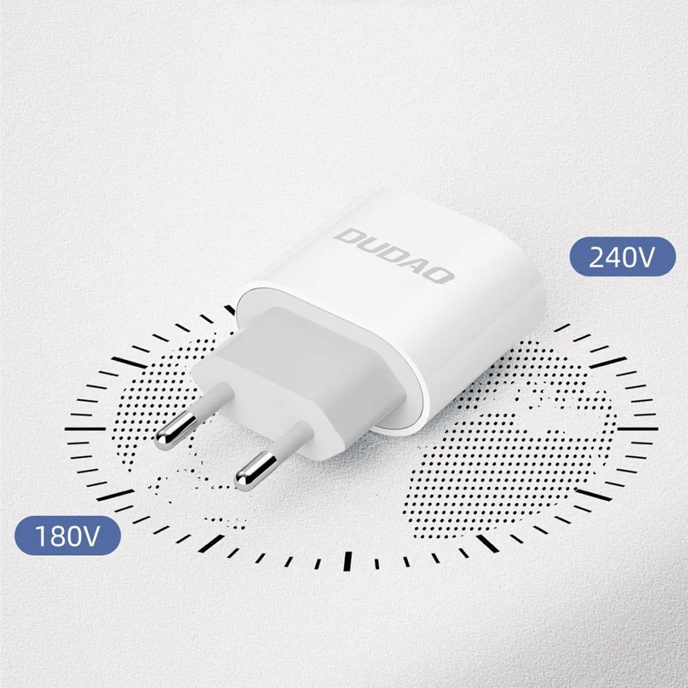 Dudao A14C chargeur mural USB-C PD 20W avec c&acirc;ble (1m USB-C) - Blanc