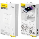 Dudao A4EUL chargeur mural USB-A 2.1A avec c&acirc;ble Lightning pour iPhone et appareils compatibles - Blanc