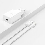 Dudao A4EUL chargeur mural USB-A 2.1A avec c&acirc;ble Lightning pour iPhone et appareils compatibles - Blanc