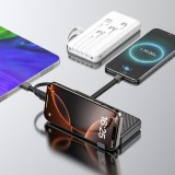 Dudao K11 batterie externe 10000mAh avec câbles intégrés Powerbank portable - Blanc