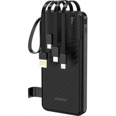 Dudao K11 batterie externe 10000mAh avec c&acirc;bles int&eacute;gr&eacute;s Powerbank portable - Noir