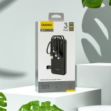 Dudao K11 batterie externe 10000mAh avec c&acirc;bles int&eacute;gr&eacute;s Powerbank portable - Noir