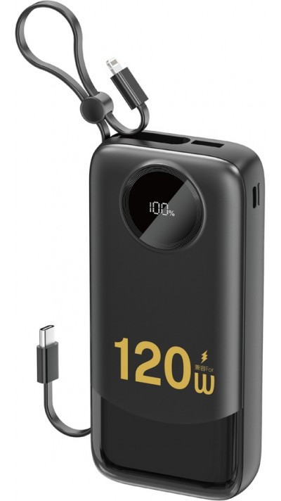 Dudao K13Pro batterie externe 20000mAh avec câbles intégrés Powerbank portable - Noir