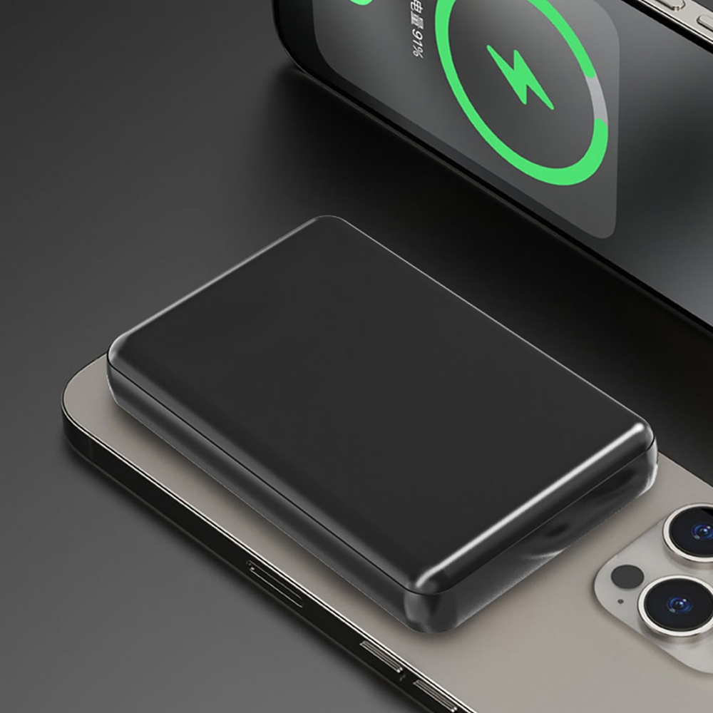 Dudao K14S batterie externe magn&eacute;tique 20W 5000mAh USB-A / USB-C - Noir