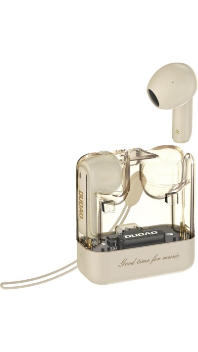 Dudao U18Pro écouteurs Bluetooth 5.3 TWS ergonomiques 6h d'autonomie - Beige
