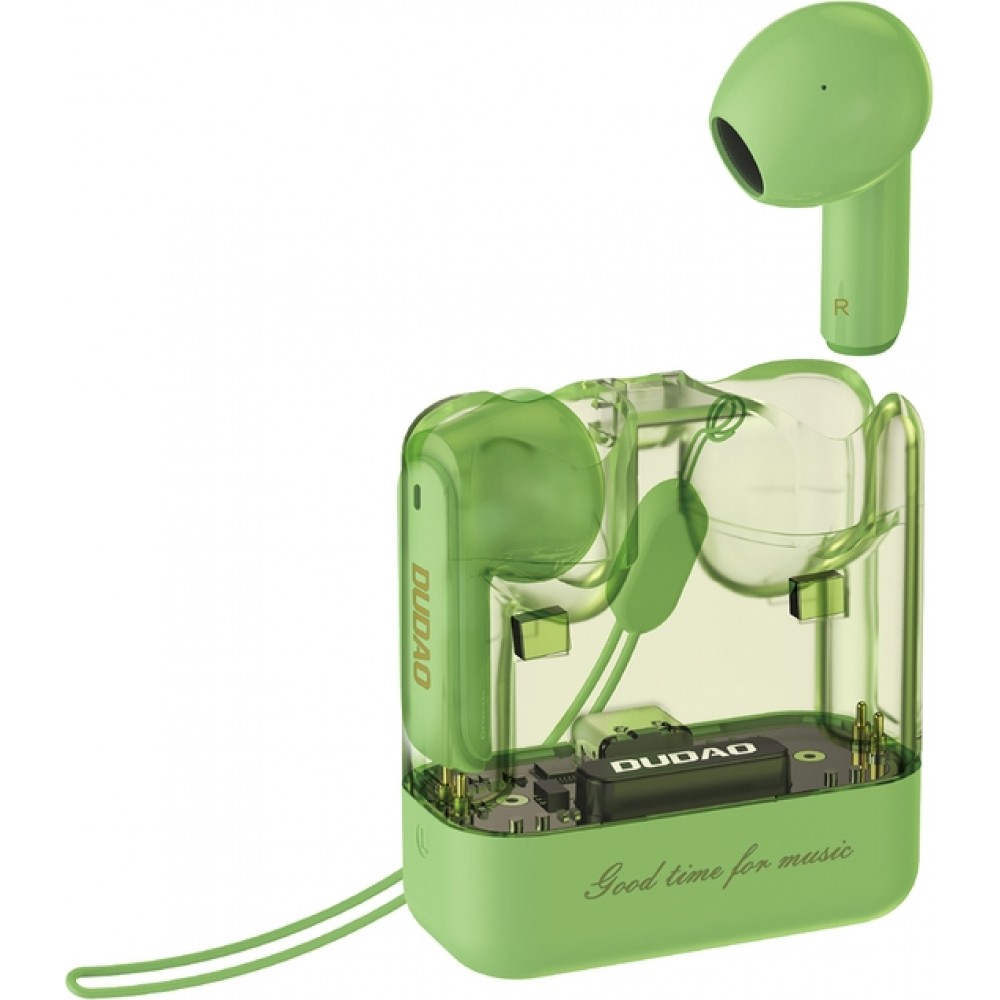 Dudao U18Pro écouteurs Bluetooth 5.3 TWS ergonomiques 6h d'autonomie - Vert