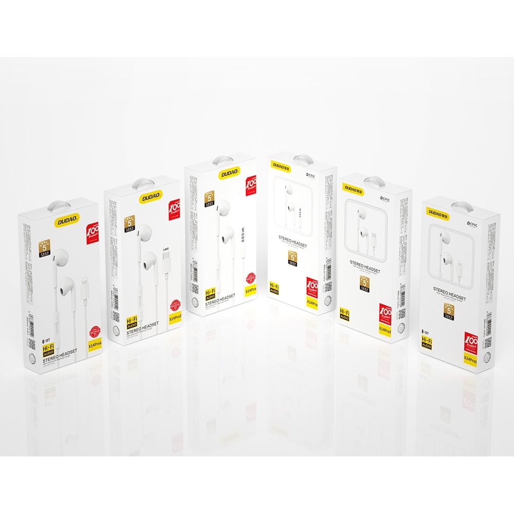 Dudao X14PROL &eacute;couteurs intra-auriculaires avec connecteur Lightning pour audio haute qualit&eacute; - Blanc