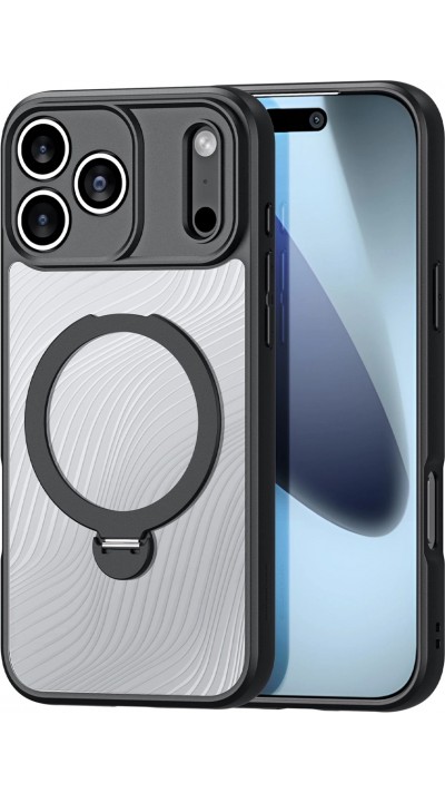 iPhone 17 Pro Case Hülle - Dux Ducis Aimo Mag Serie mit Halterung und Magnetring - Schwarz