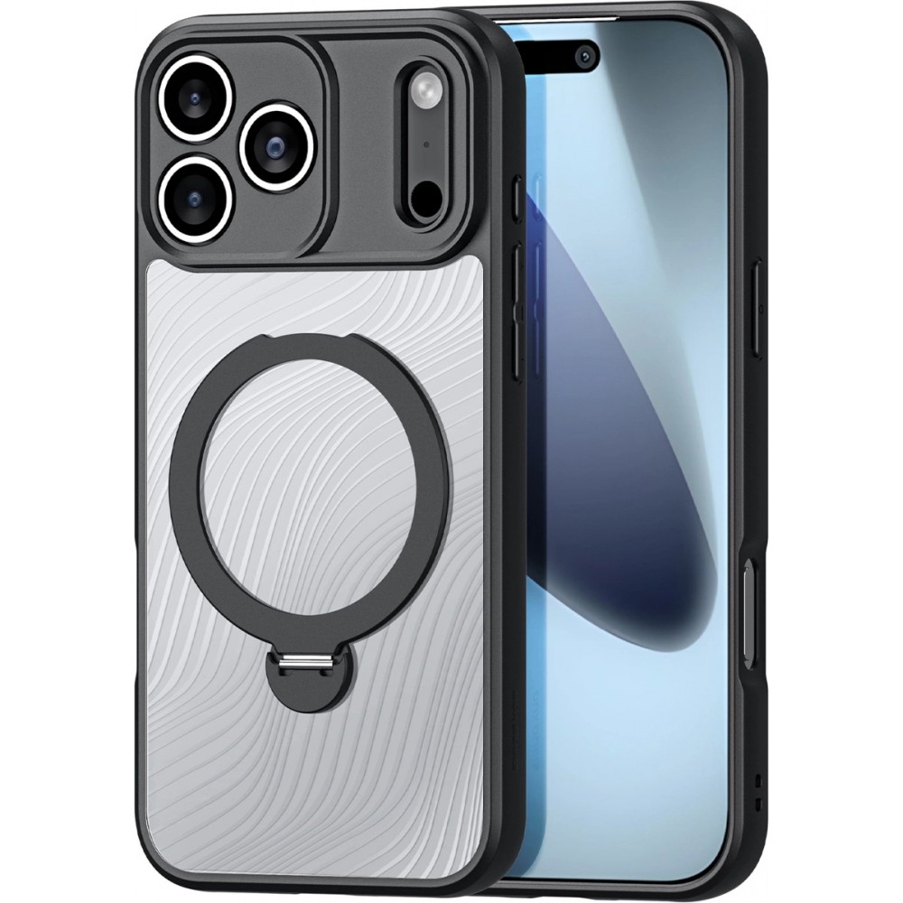 iPhone 17 Pro Max Case Hülle - Dux Ducis Aimo Mag Serie mit Halterung und Magnetring - Schwarz