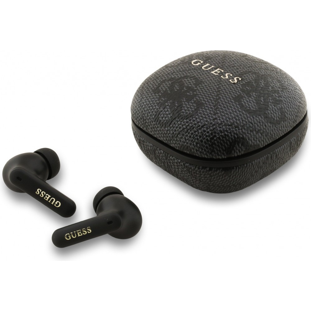 Écouteurs Bluetooth Guess PU 4G Script Logo ENC TWS assistant vocal et autonomie 16h - Noir