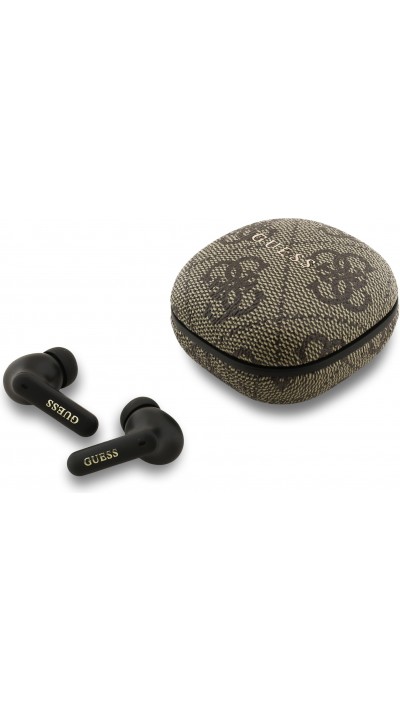 Bluetooth Kopfhörer Guess PU 4G Script Logo ENC TWS mit Sprachassistent und 16h Akkulaufzeit - Braun