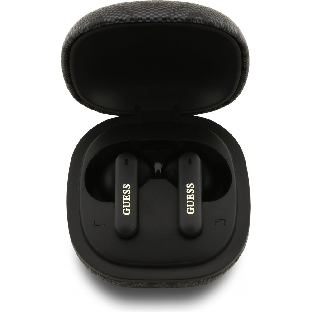 Écouteurs Bluetooth Guess PU 4G Script Logo ENC TWS assistant vocal et autonomie 16h - Noir