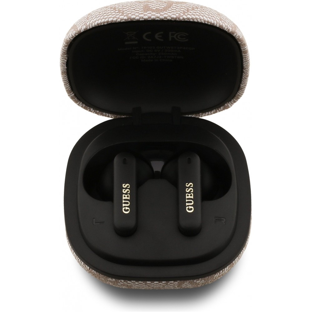 Bluetooth Kopfhörer Guess PU 4G Script Logo ENC TWS mit Sprachassistent und 16h Akkulaufzeit - Rosa
