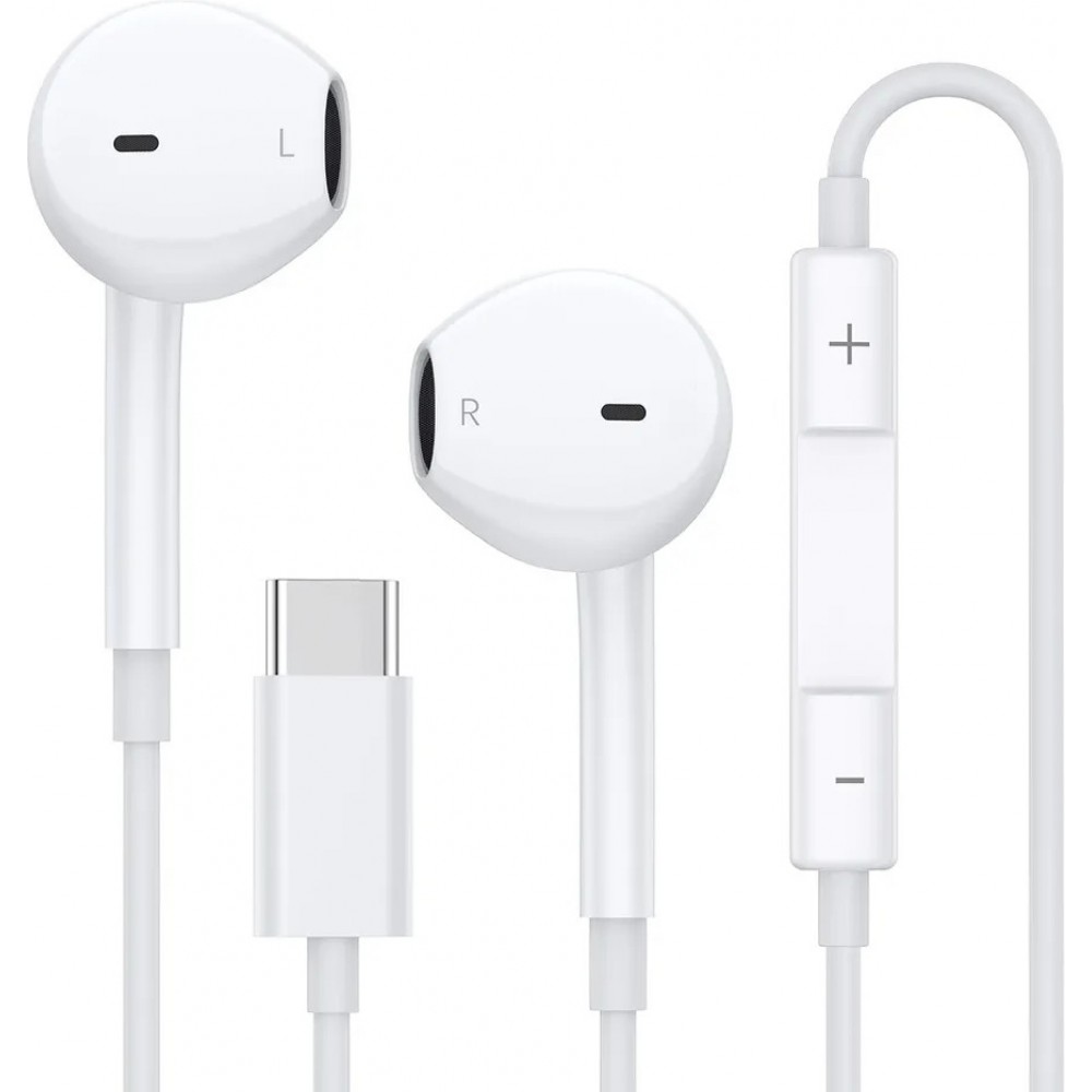 In-Ear USB-C Kopfh&ouml;rer mit integriertem Mikrofon Lautst&auml;rkeregelung Hi-Fi-Stereo-Sound - Weiss