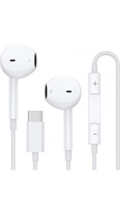 In-Ear USB-C Kopfh&ouml;rer mit integriertem Mikrofon Lautst&auml;rkeregelung Hi-Fi-Stereo-Sound - Weiss